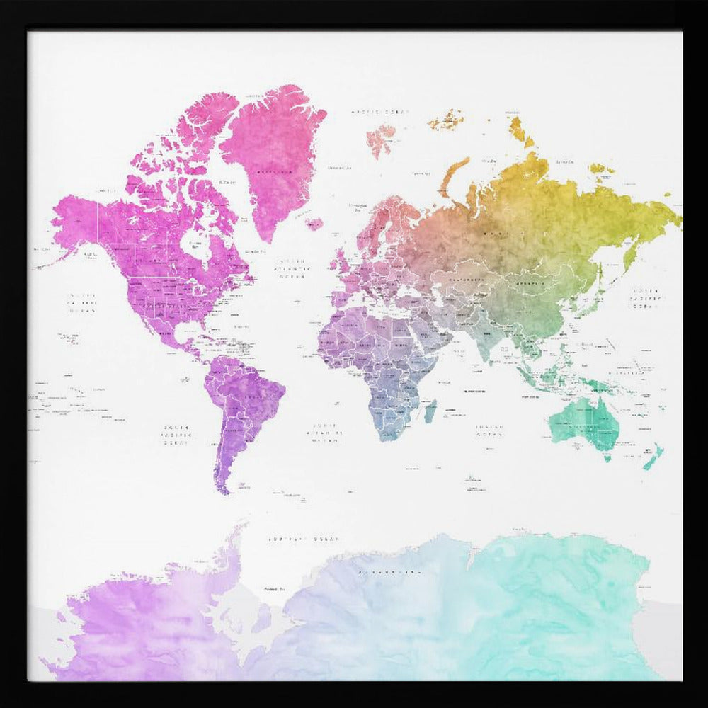 Leo world map with countries Poster