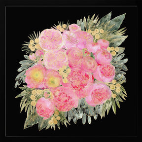 Rehka floral bouquet in light pink watercolor and black Poster