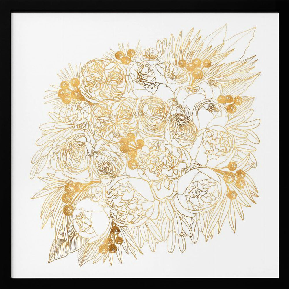 Rekha floral bouquet in gold Poster