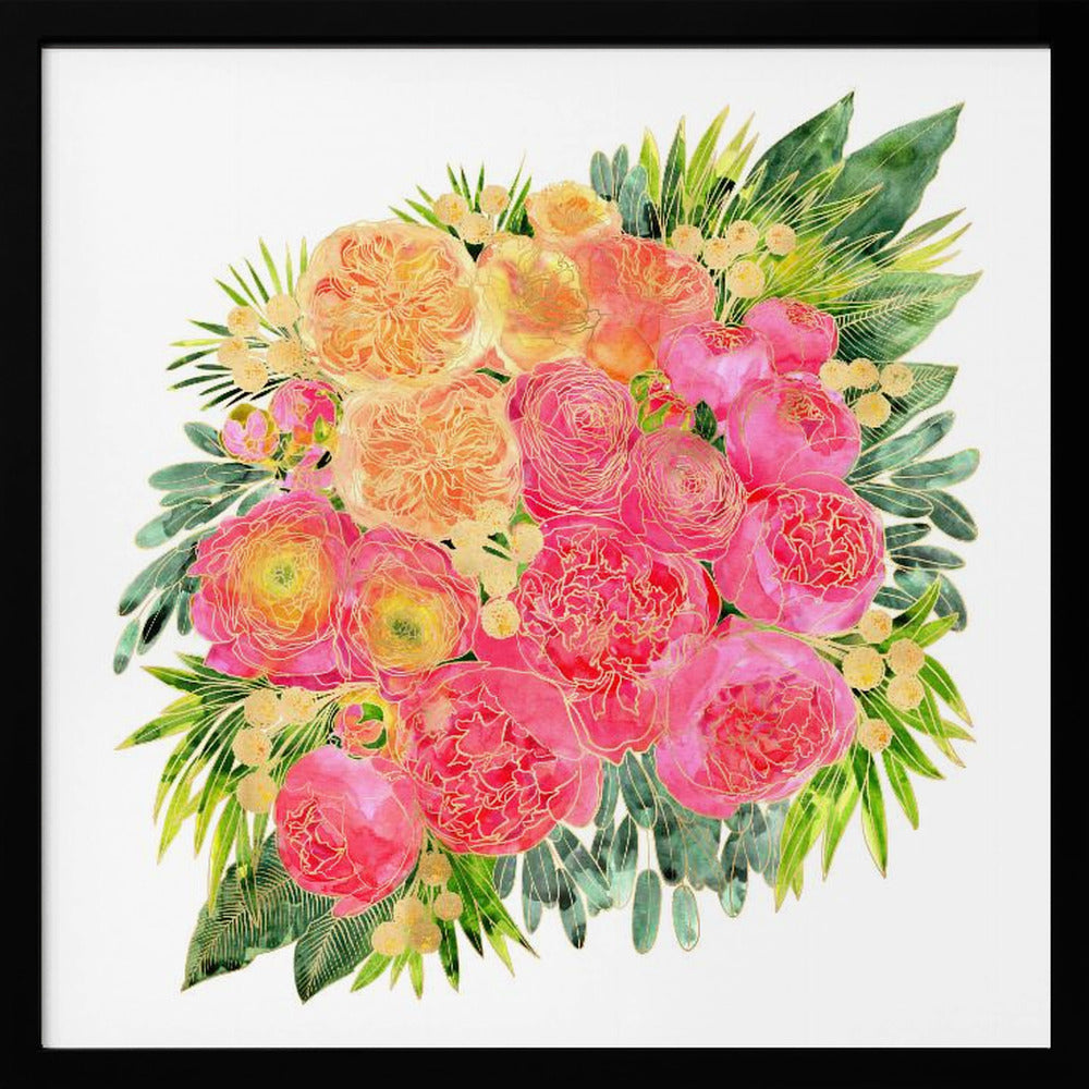 Rekha colorful watercolor bouquet Poster