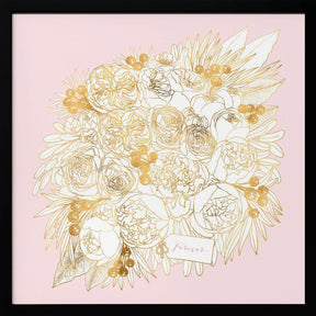 Forever Rekha floral bouquet in gold and pink Poster