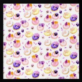 Floral watercolor donuts pattern Poster