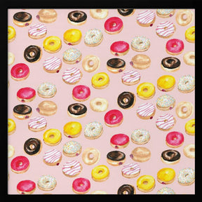 Watercolor donuts pattern in pink Poster