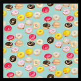 Watercolor donuts pattern in aqua Poster