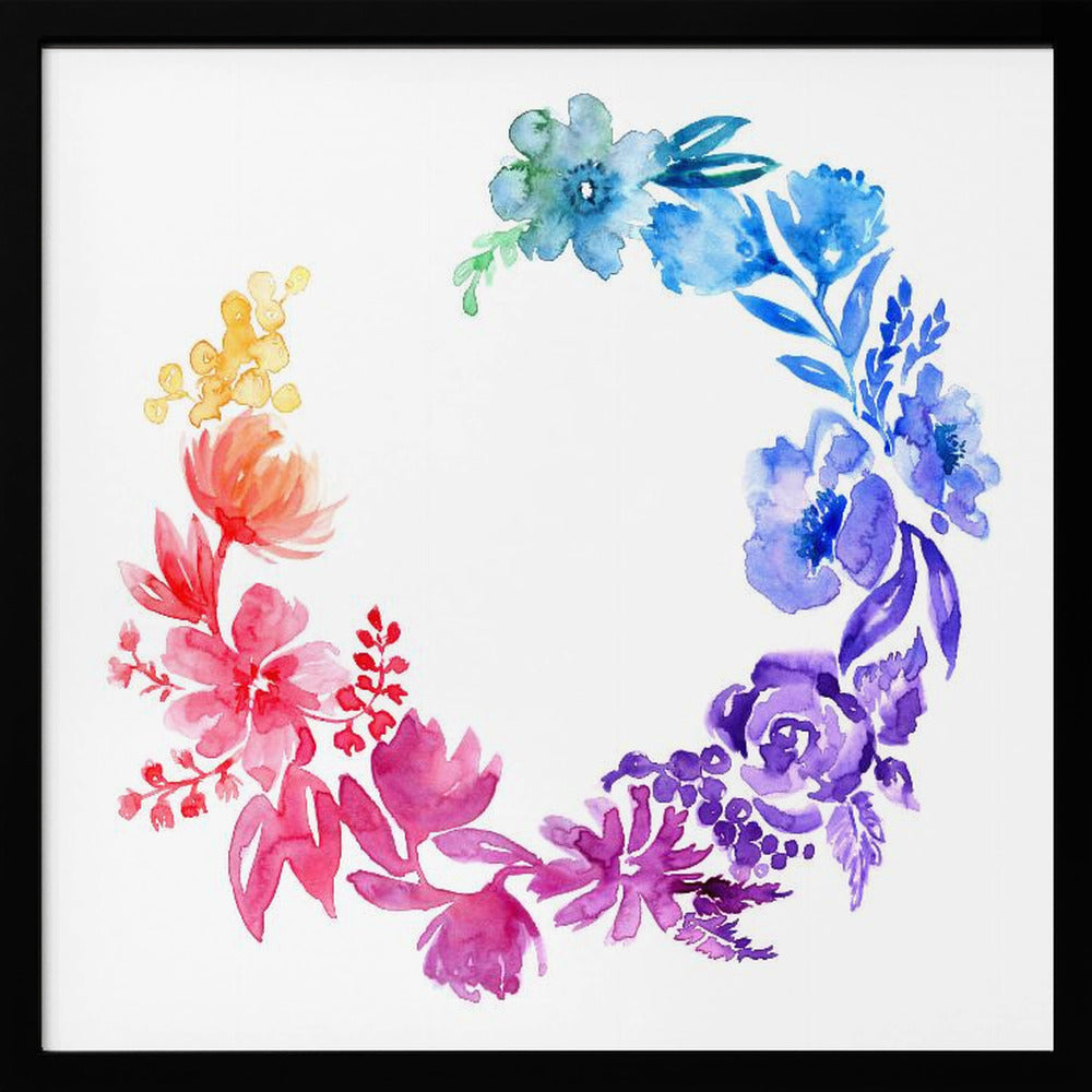 Ombre watercolor wreath Poster