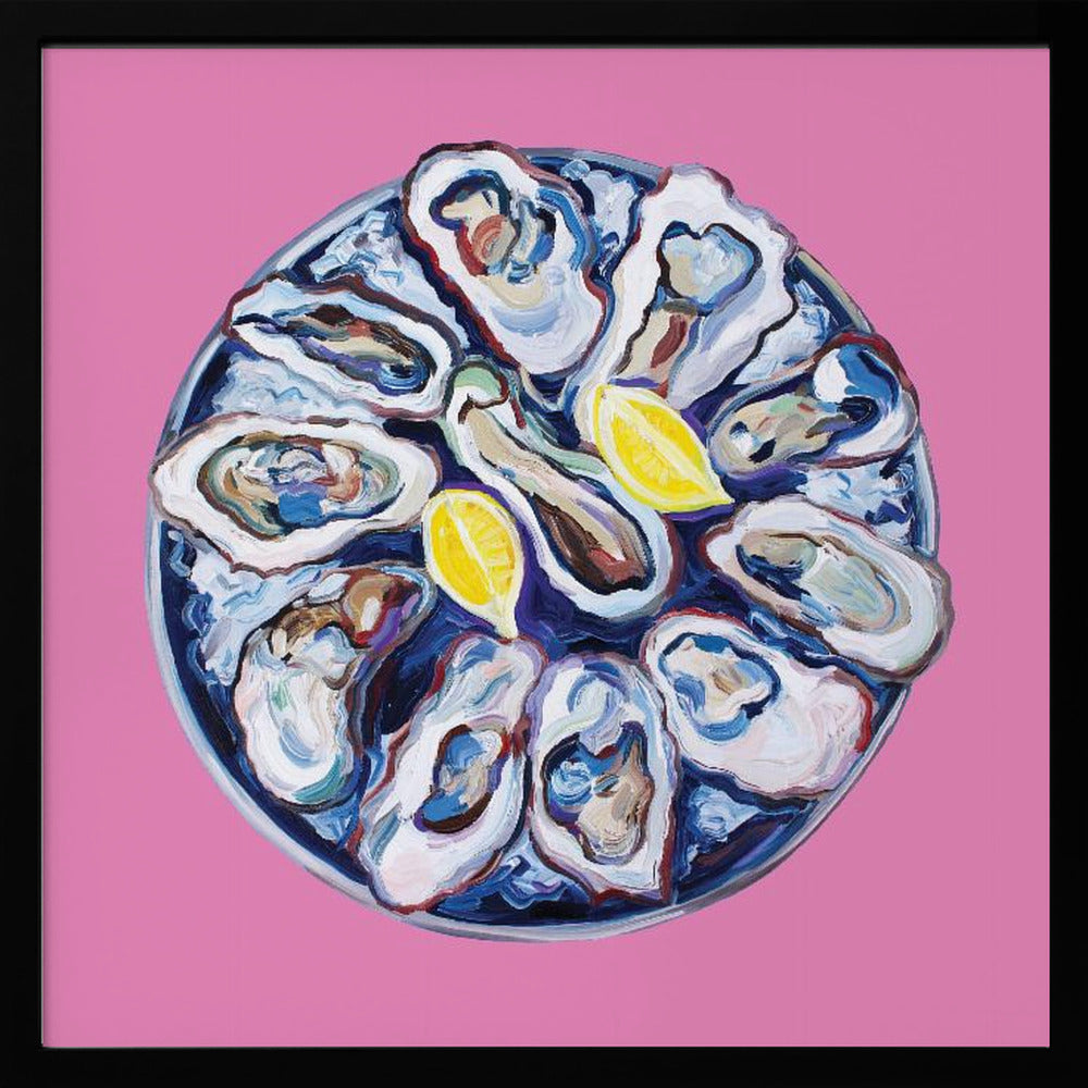 Oysters On a Plate Pink Poster