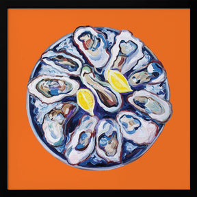 Oysters On a Plate Orange Poster