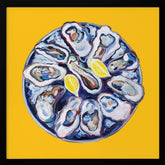 Oysters On a Plate Yellow Poster