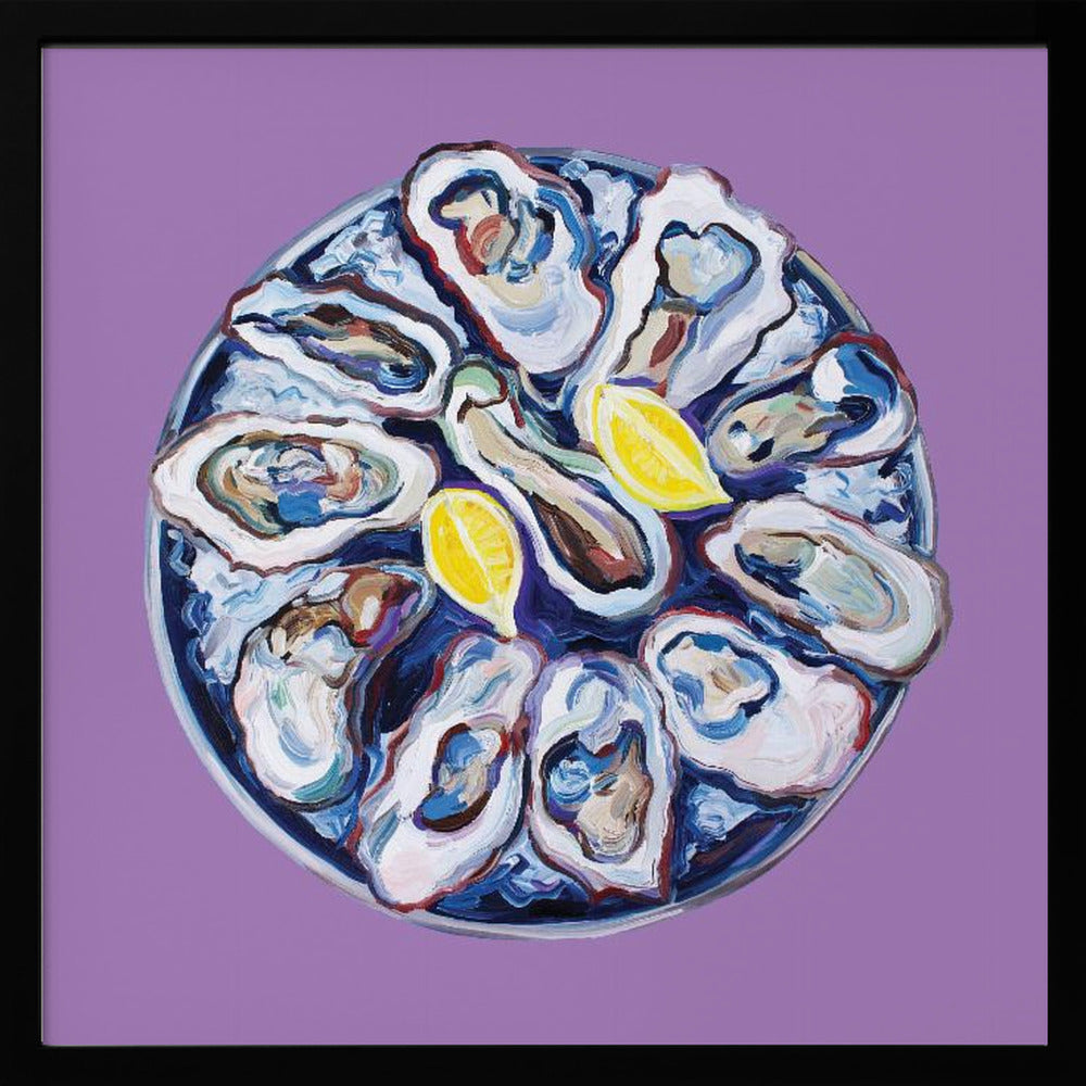 Oysters On a Plate Purple Poster