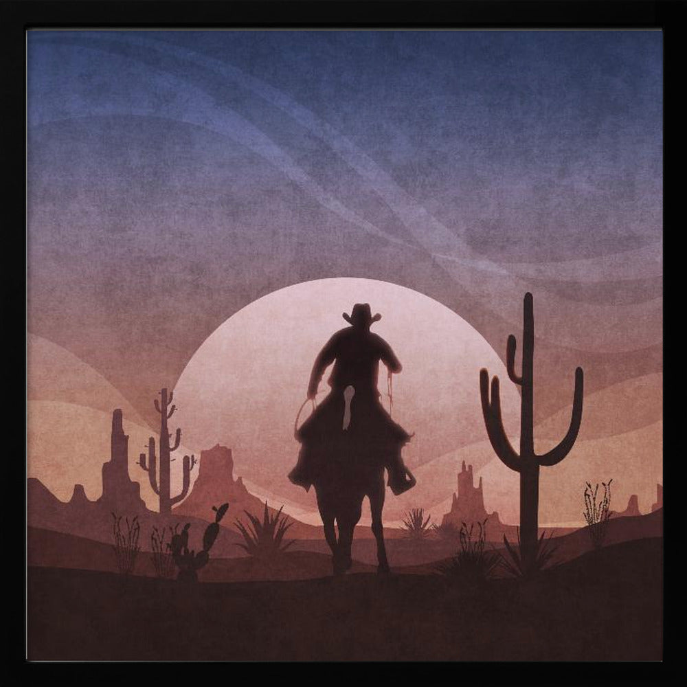 Cowboy Sunset Poster