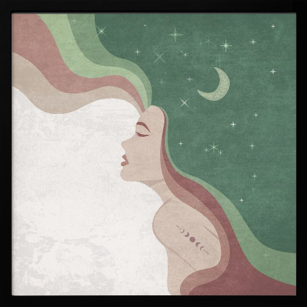 Moon Lady Green Poster