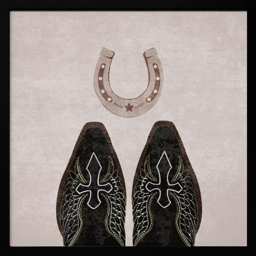 Cowboy Boots and Horseshoe Poster