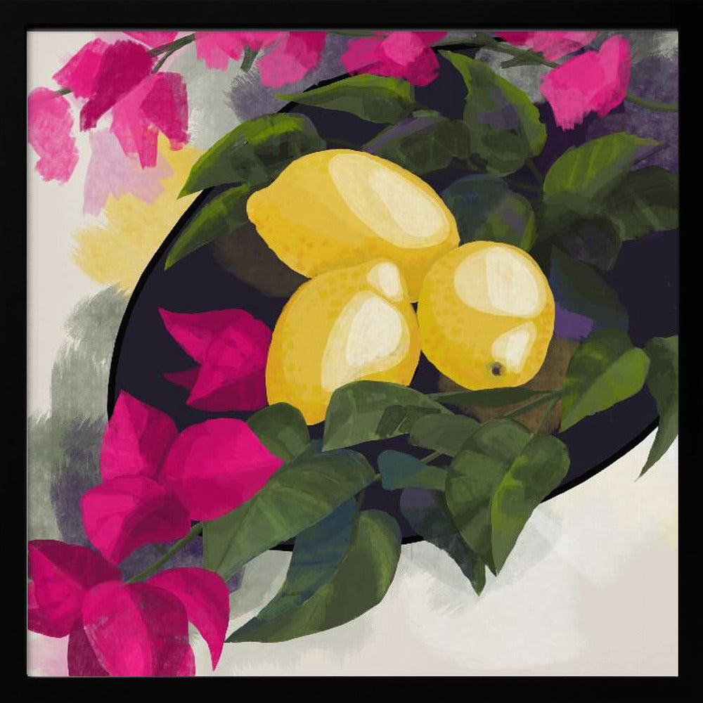 Bougainvillea and lemons Poster