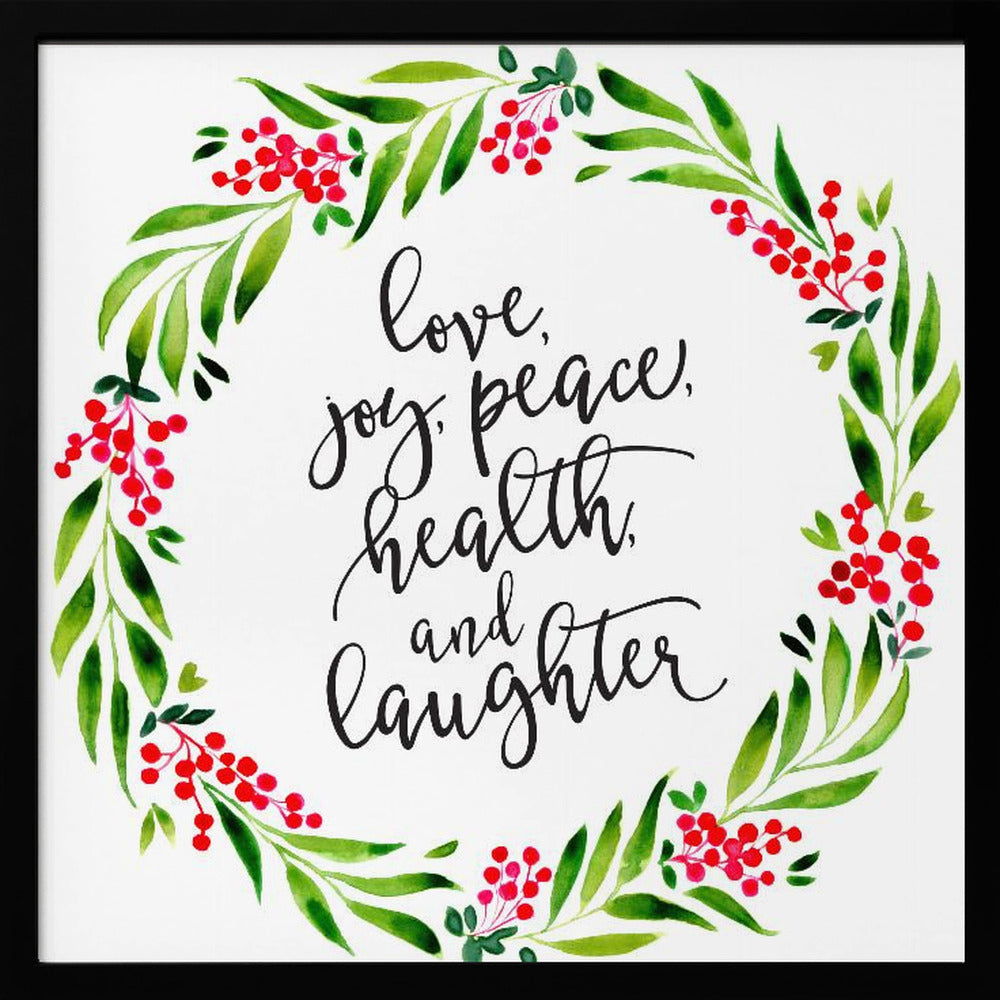 Watercolor wreath with holiday wishes Poster