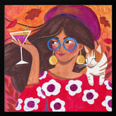 Modern Autumn portrait Woman with Cat Poster