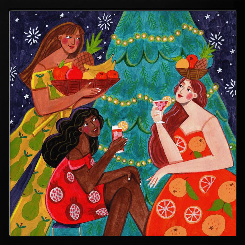 Festive Christmas fruit women Poster