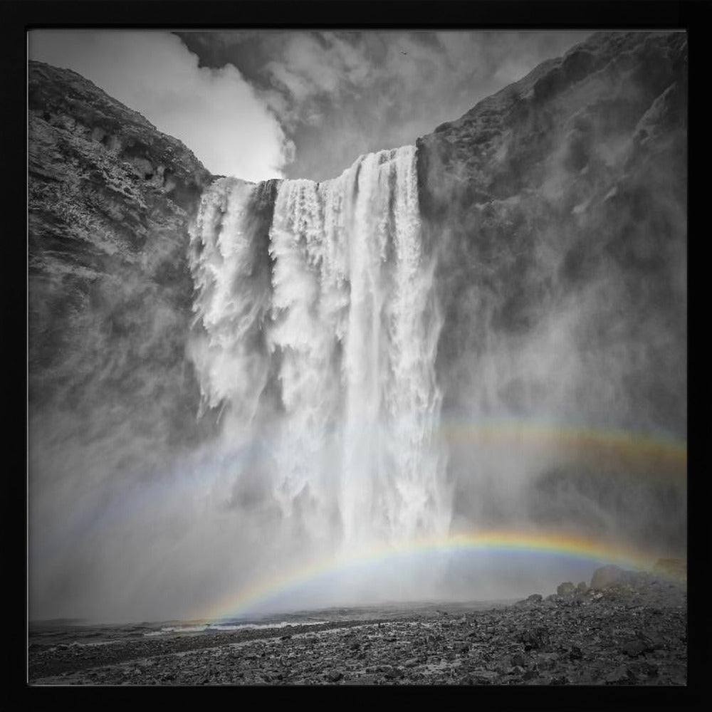 ICELAND Skogafoss double rainbow Poster