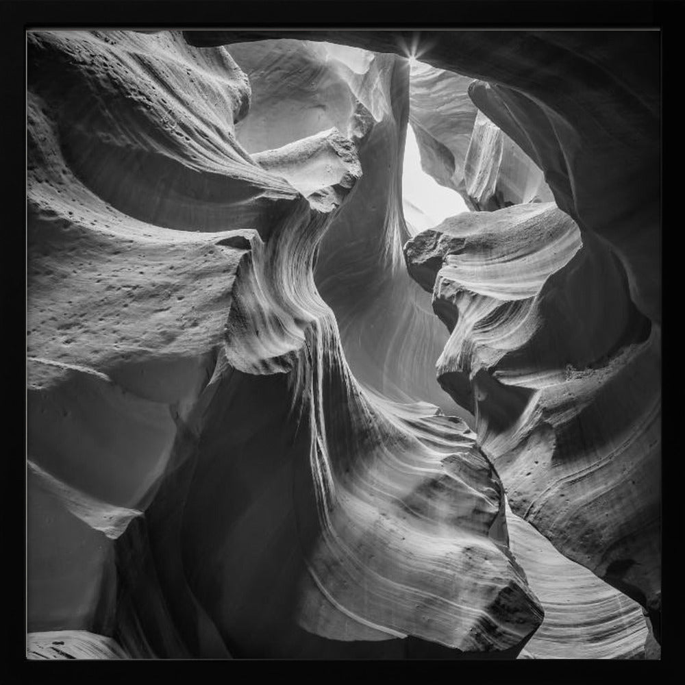 MONOCHROME ANTELOPE CANYON Rock Formation Poster