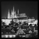 Prague Castle and St. Vitus Cathedral by night - Monochrome Poster