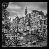 AMSTERDAM Flower Canal black &amp; white Poster