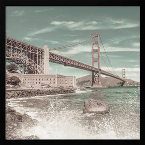 GOLDEN GATE BRIDGE Coastline Impression | urban vintage style Poster