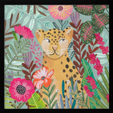 Leopard in floral jungle Poster