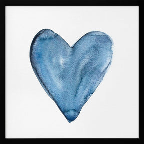 Watercolor heart blue Poster