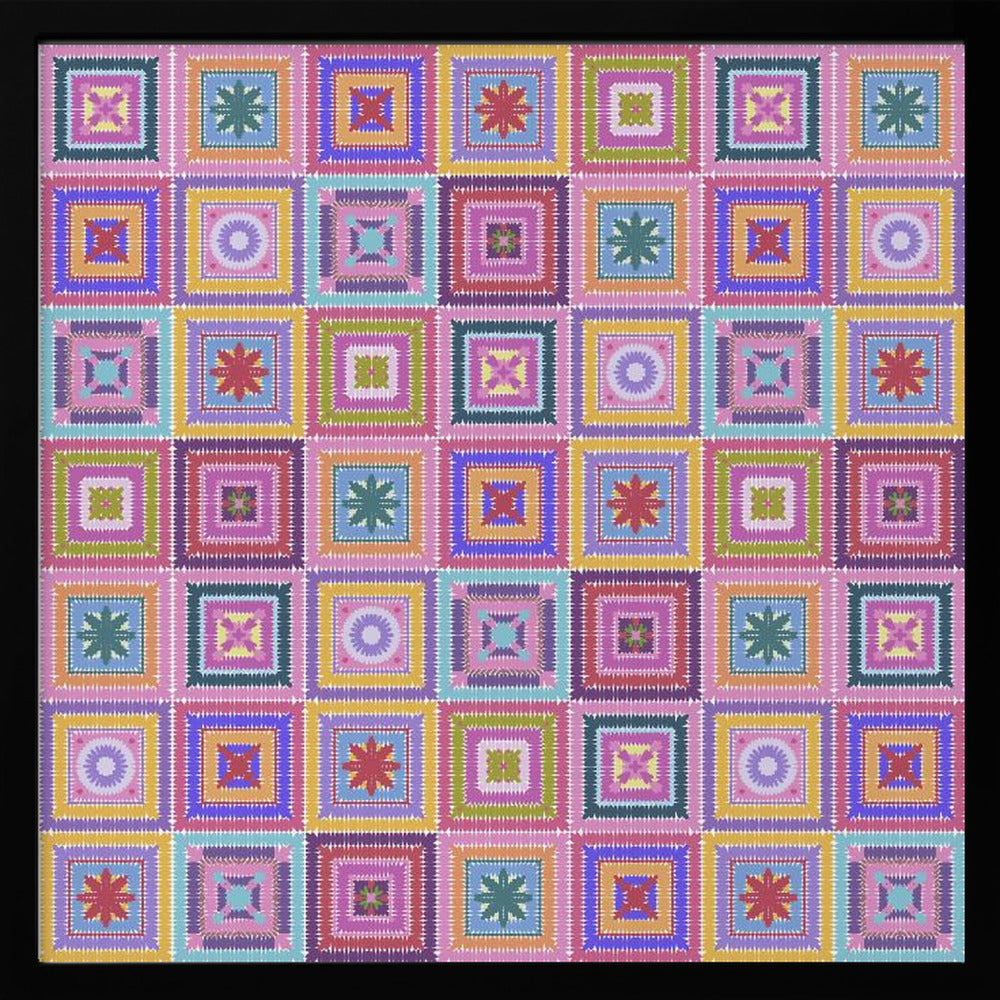 Colorful digital grandma squares I Poster