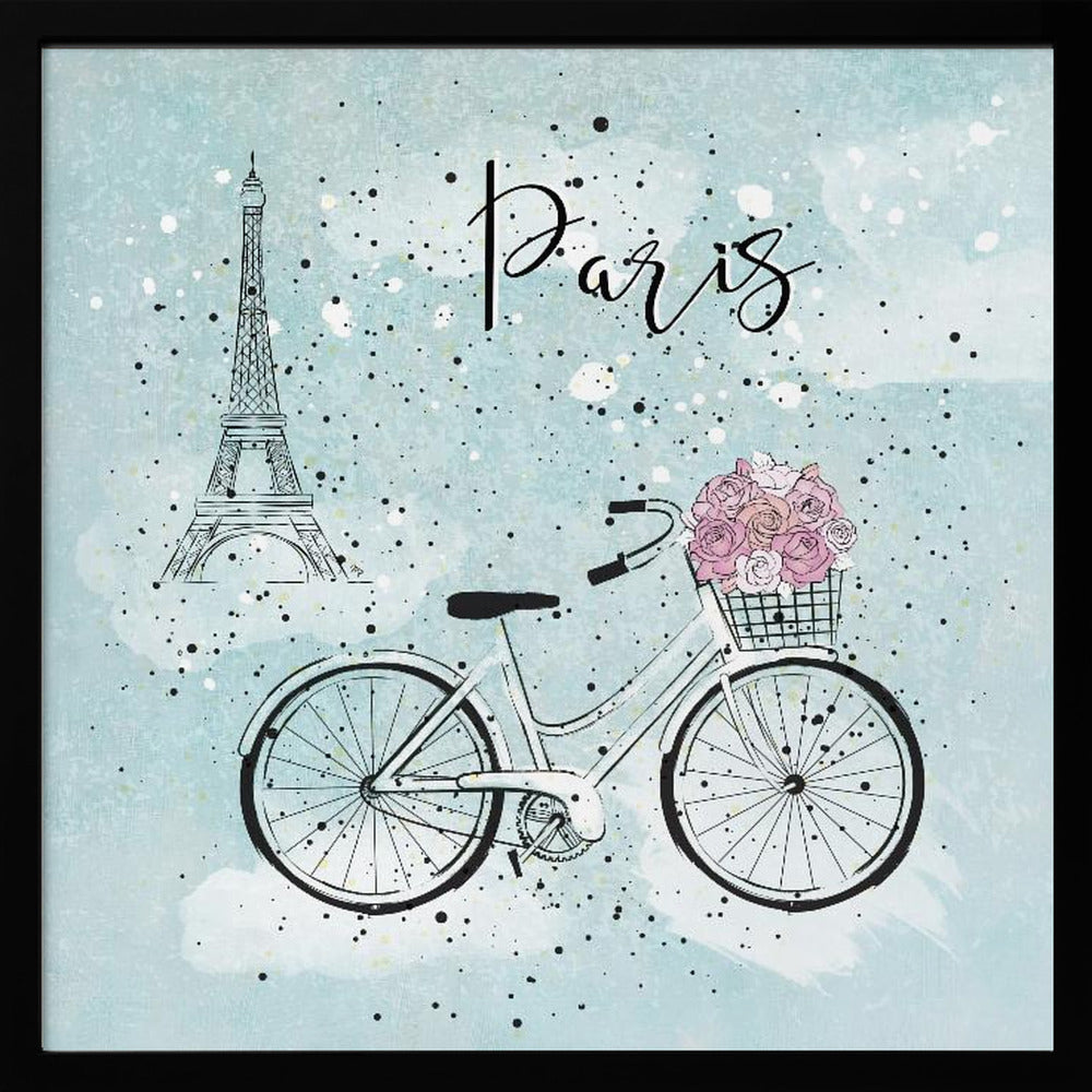 Blue Paris Bike Poster