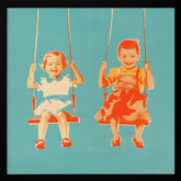 Two Little Girls On Swings Poster