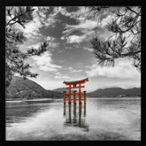 Vermilion torii of the Itsukushima Shrine on Miyajima - colorkey Poster