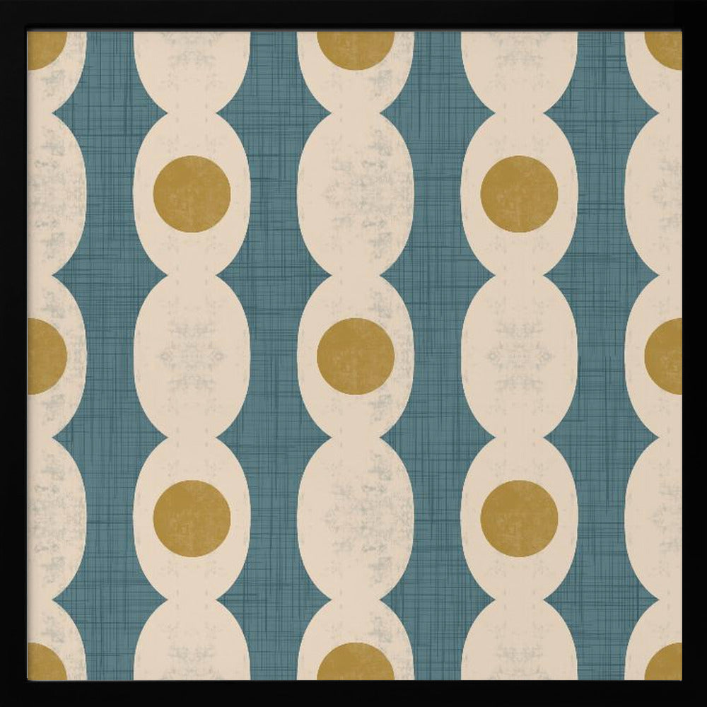 Retro Mod Geo Chain - Slate Blue - Mid Century Modern Poster