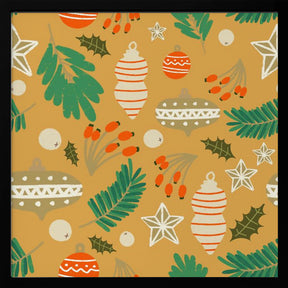 Christmas Baubles and Winter Foliage Yellow Poster