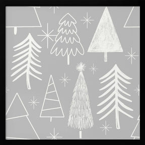 Christmas Tree Evergreen - Tree - Pine Tree Grey Poster