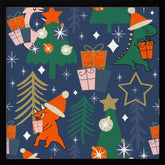 Dinosaurs Christmas Party Blue Poster