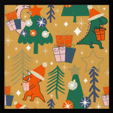 Dinosaurs Christmas Party Yellow Poster