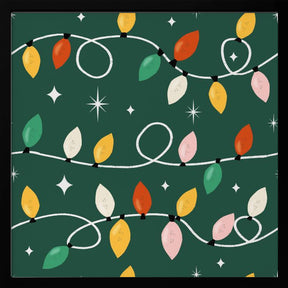 Holiday Christmas Lights Minimal Retro Bold Green Poster