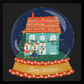 Christmas Snow Globe Village with Fox Family  - Merry Christmas Poster