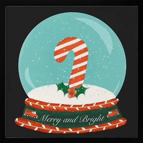 Christmas Candy Cane Snow Globe - Merry and Bright Poster