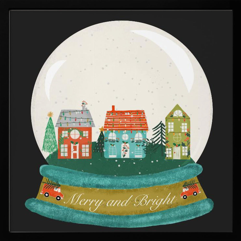 Christmas Village Snow Globe - Merry and Bright Poster