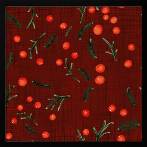 Holiday Branches &amp; Berries Burgundy Poster