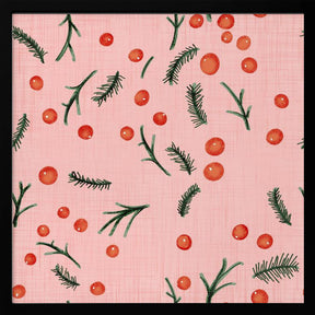 Holiday Branches &amp; Berries Pink Poster