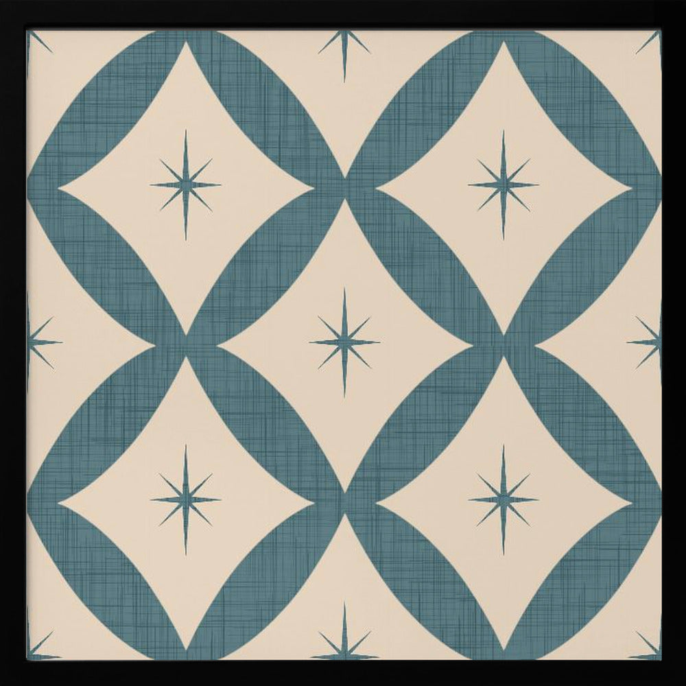 Atomic Star   Mid Century Starburst Slate Teal Poster