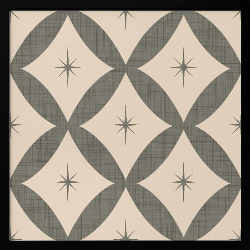 Atomic Star   Mid Century Starburst Taupe Poster