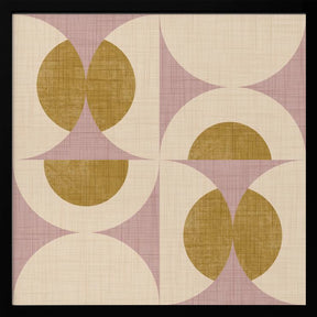 Retro Vintage Circle Fusion - Mid Century Orbs Mauve - 50s Geometric Poster