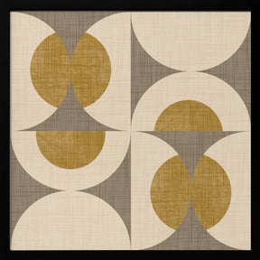 Retro Vintage Circle Fusion - Mid Century Orbs Taupe - 50s Geometric Poster