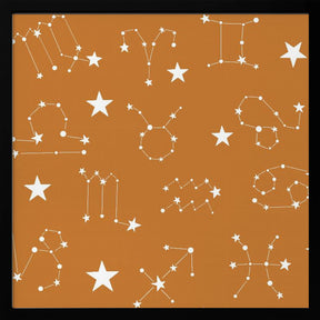 Celestial Constellation Boho-Moon and Stars In Dark Neutral- Ocher Poster