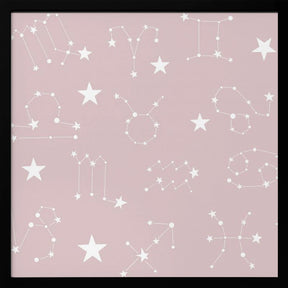 Celestial Constellation Boho-Moon and Stars In Dark Neutral- Mauve Poster