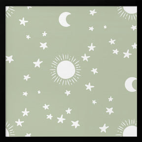 Celestial Dreamscape - Neutral Stars &amp; Shooting Stars Nursery- Sage Poster