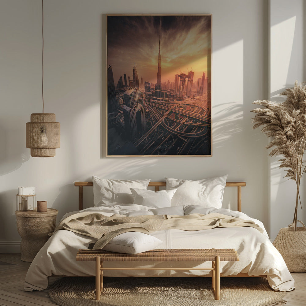 Dubai's Fiery sunset Poster